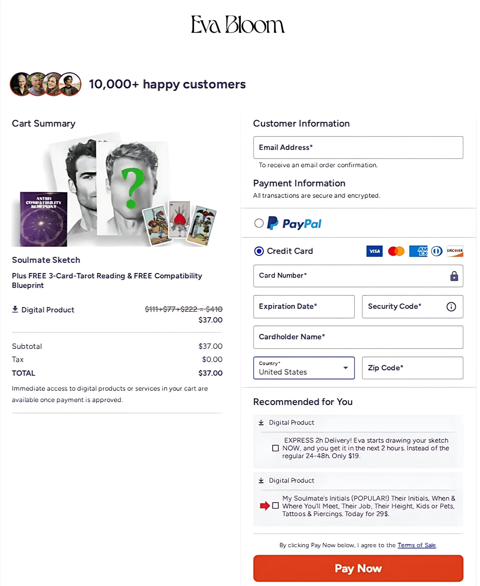 Eva Bloom Soulmate Sketch secure ClickBank checkout page